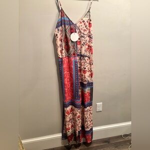 Multicolor Bohemian jumpsuit patchwork colorful boho lightweight flowy spring